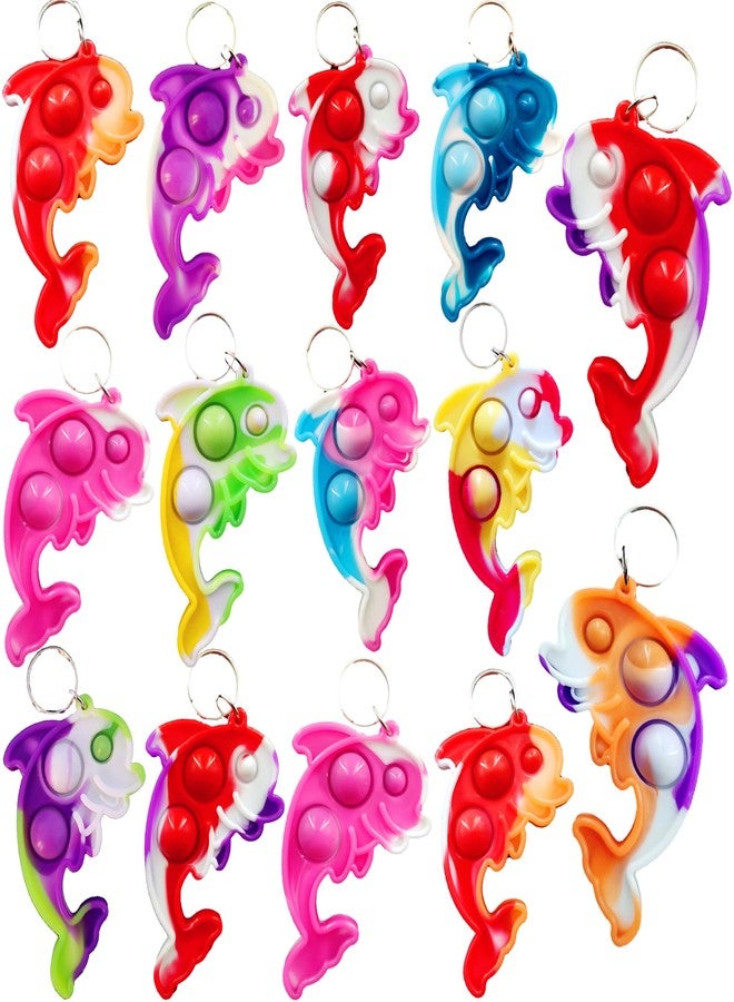HOZKEAP 100 Packs Bulk Dolphin Fidget Bubble Mini Pop key chain， for Adult and Kids,Birthday Party Favors Supplies gifts Classroom summer Students Bubble Prize - Image 1